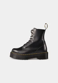 Dr. Martens Jadon black leather platform boot, side view