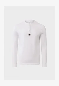 White Calvin Klein Jeans Henley long-sleeve T-shirt, product front view