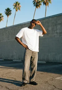 Urban Classics white oversized T-shirt styled on model
