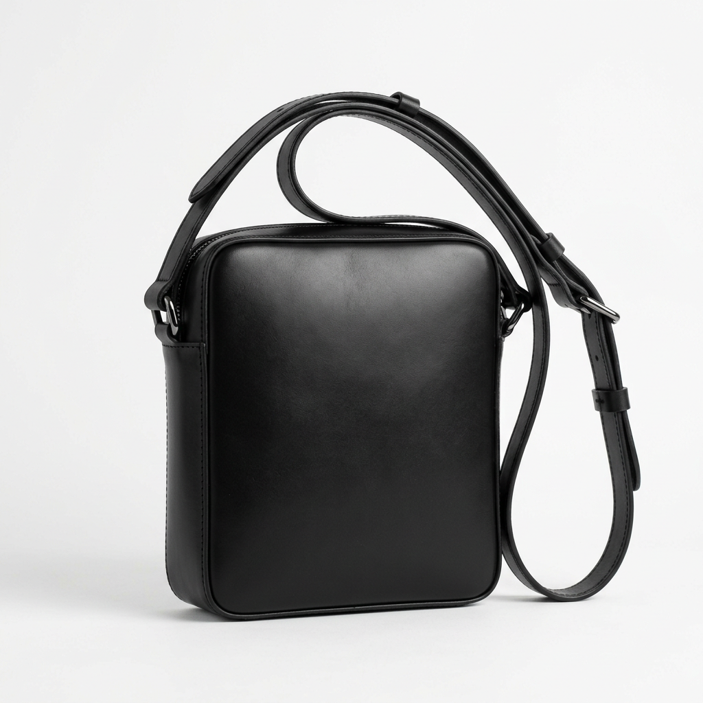 Black shoulder bag product shot