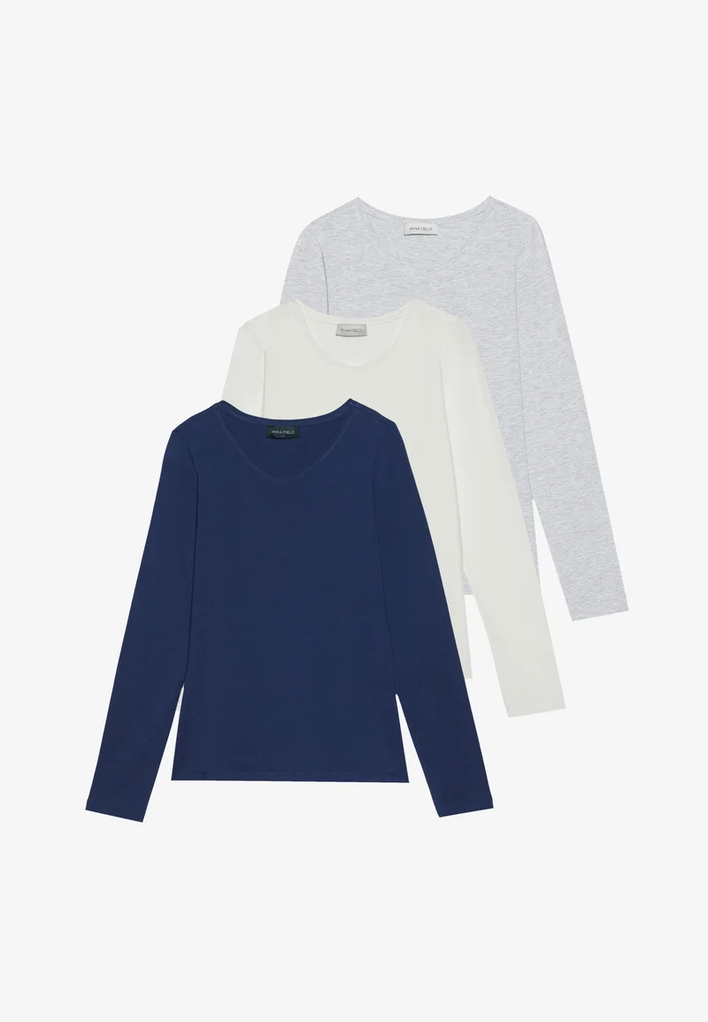 Anna Field three-pack in Mottled Light Grey, Dark Blue and Off-White