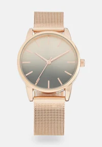 Front view of Even&Odd rose gold-tone watch with mesh strap