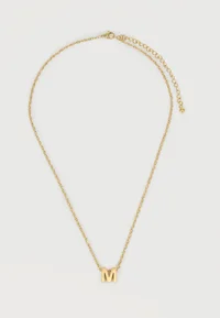 Even&Odd gold-coloured M initial necklace, full view