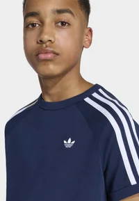 adidas Originals Night Indigo T-shirt, chest logo and shoulder stripes detail