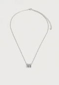 Even&Odd silver-coloured M initial necklace, full view