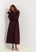 Bubbleroom LONG dark red maxi dress, front view on model