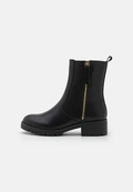 Side view of Anna Field black ankle boot with side zip and block heel