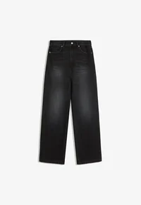 Bershka black baggy straight-leg jeans, front product view