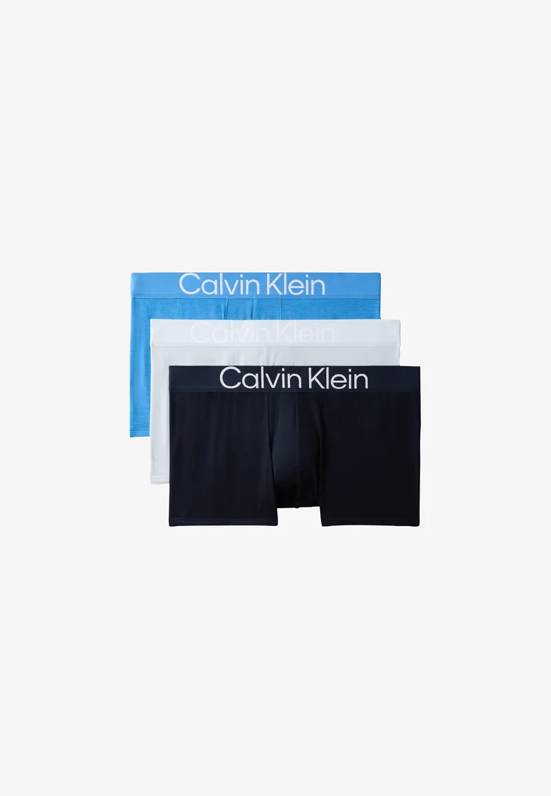 Calvin Klein trunks three-pack in Dark Sapphire, Poseidon Blue and Plein Air