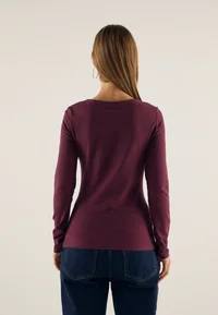 Rear view of Anna Field bordeaux long-sleeve top