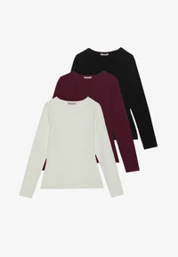 Anna Field three-pack tops in white, bordeaux and black