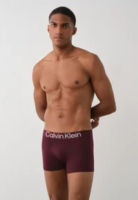 Calvin Klein Raspberry Truffle trunks worn by model, front view
