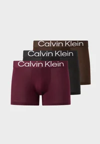 Calvin Klein lyocell trunks three-pack in Raspberry Truffle, Black and Dark Coffee